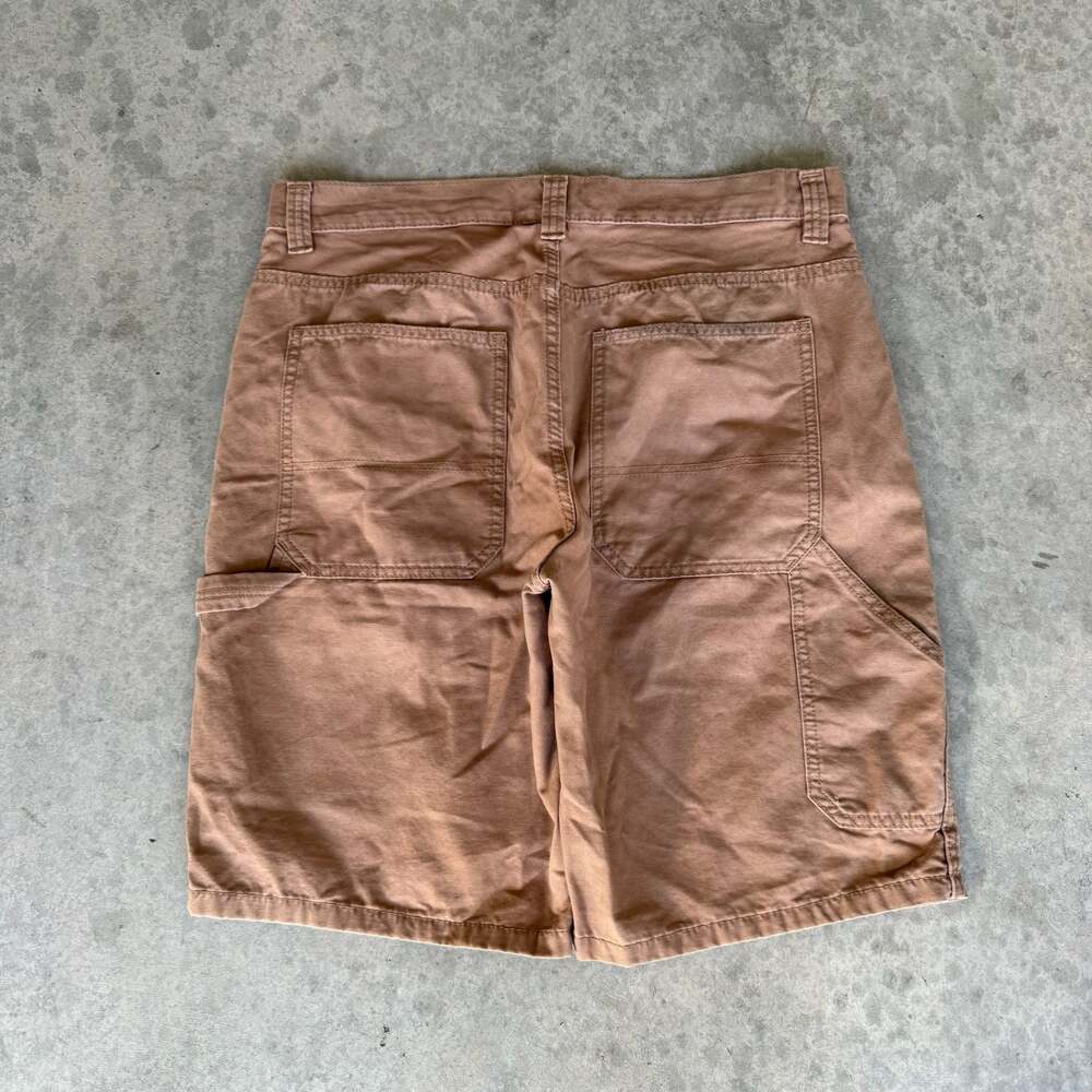 Vintage Workwear Style Blue Mountain Men's Brown Canvas Carpenter Work Shorts